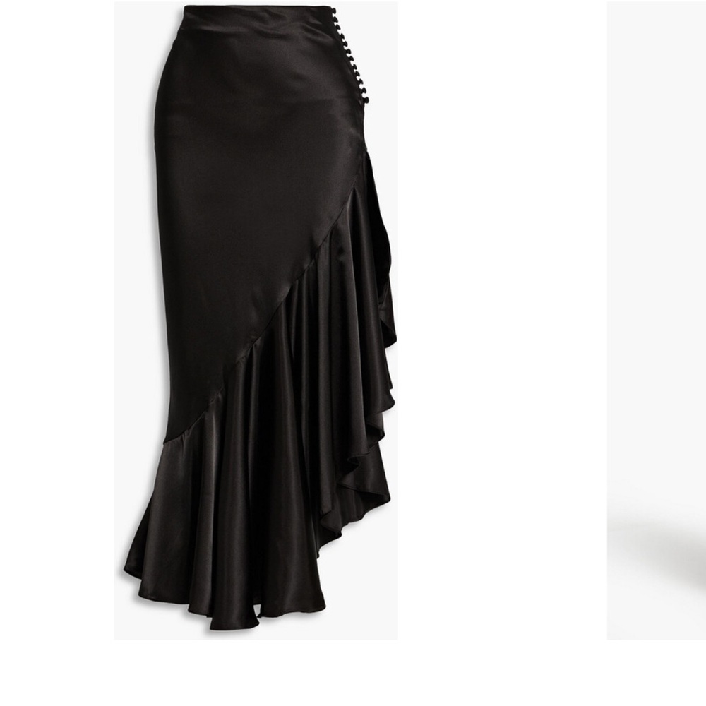 The Line by k asymmetric ruffled satin midi skirt
